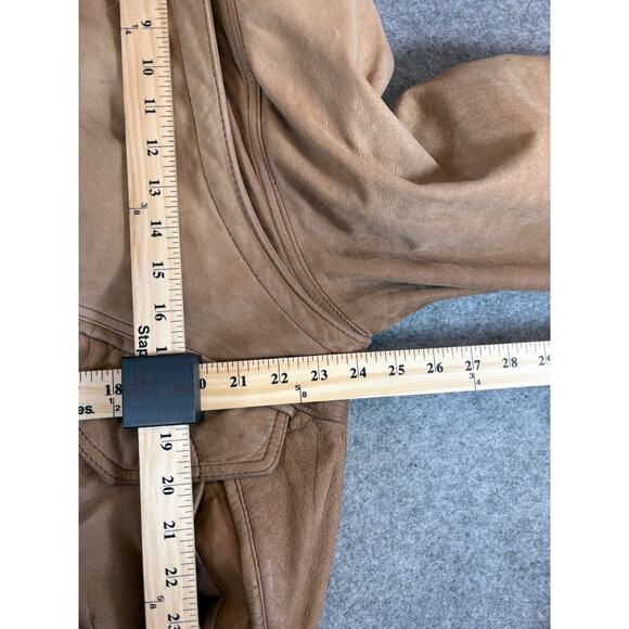 VTG Mirage Leather Aviator Bomber Jacket Mens Large Brown Zip Up Moto Streetwear - Picture 4 of 5